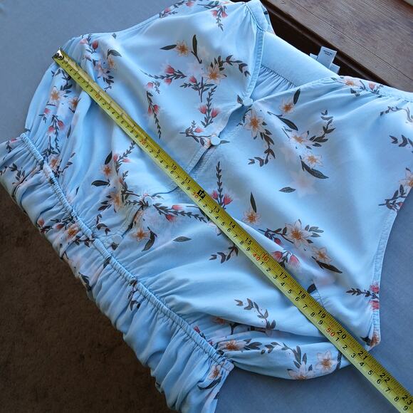 Ava & Viv Floral Blouson Dress XL lightweight summer button front blue - Picture 11 of 15